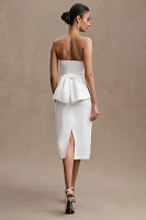 Sachin & Babi Gemma Strapless Back-Bow Pearl Midi Dress