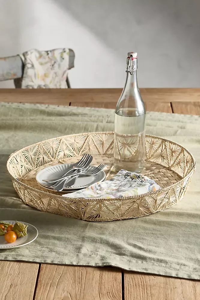 Woven Circles Palm Tray, Round