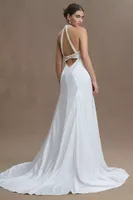 BHLDN Johanna Pearl Strap Satin Wedding Gown