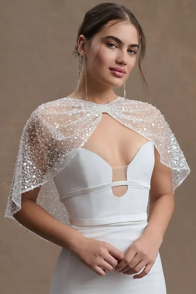 Society James Kylie Embroidered Sequin Tulle Capelet
