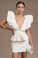 Ronny Kobo Calin Puff-Sleeve Peplum Mini Dress