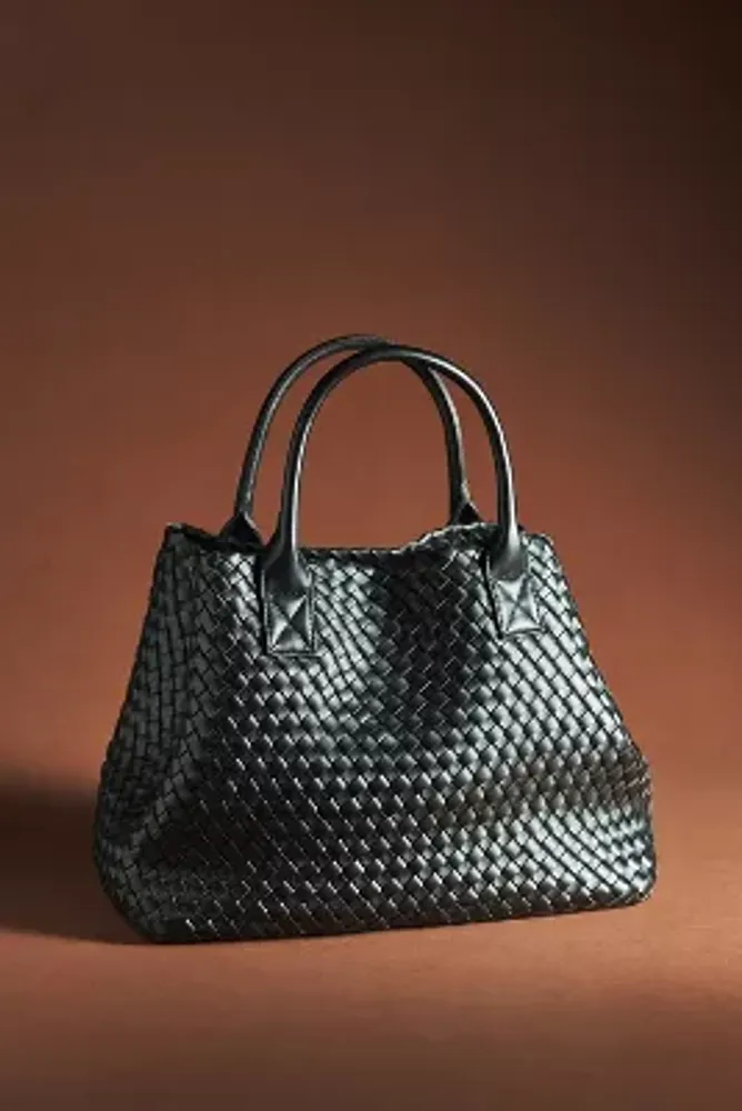 Black PU Leather Tote Handbag