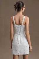 Morphine Fashion Hypnotized Pearl & Crystal Bustier Mini Dress