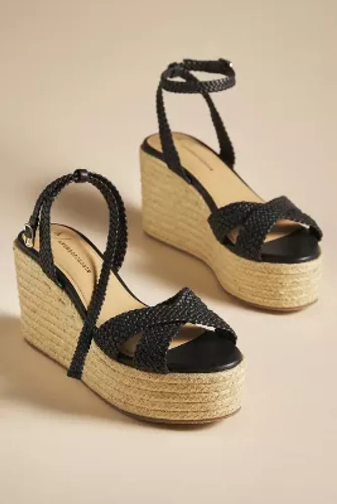 By Anthropologie Woven Strap Wedge Heels
