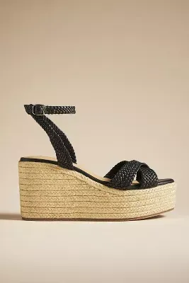 By Anthropologie Woven Strap Wedge Heels
