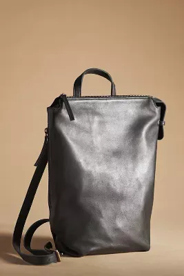 Leather Zip-Top Backpack