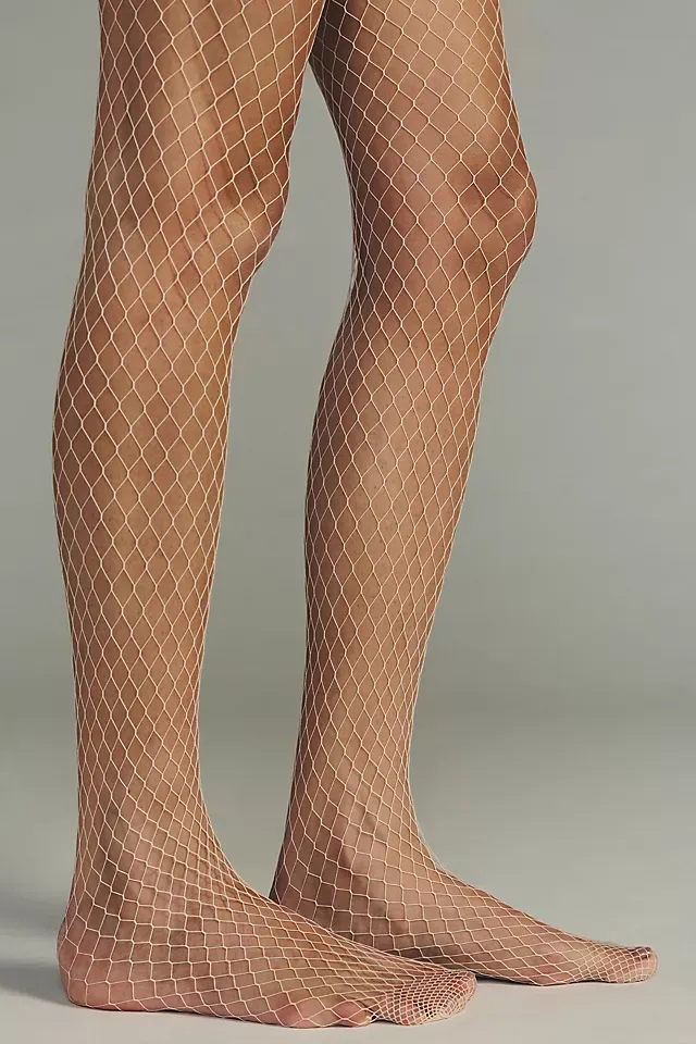 Emilio Cavallini Large Fishnet Tights White S/M