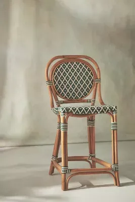 Coastal Rattan Bistro Counter Stool Chair