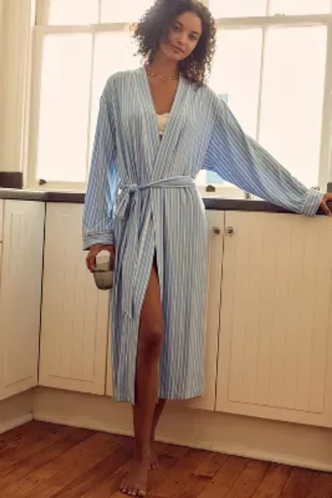 Eberjey Long-Sleeve Striped Robe