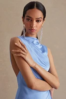 Significant Other Lana Cowl-Neck Tie-Back Satin Maxi Dress