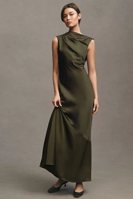 Significant Other Lana Cowl-Neck Tie-Back Satin Maxi Dress