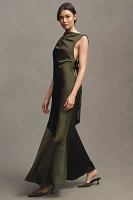 Significant Other Lana Cowl-Neck Tie-Back Satin Maxi Dress