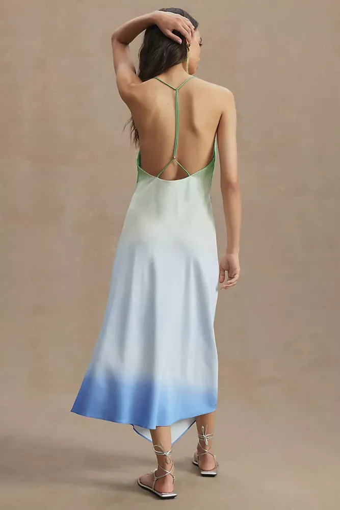 Significant Other Melody Square-Neck Open-Back Draped Slip Dress
