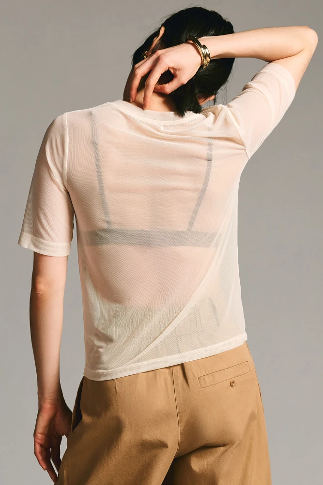 Porridge Mesh Half-Sleeve Top