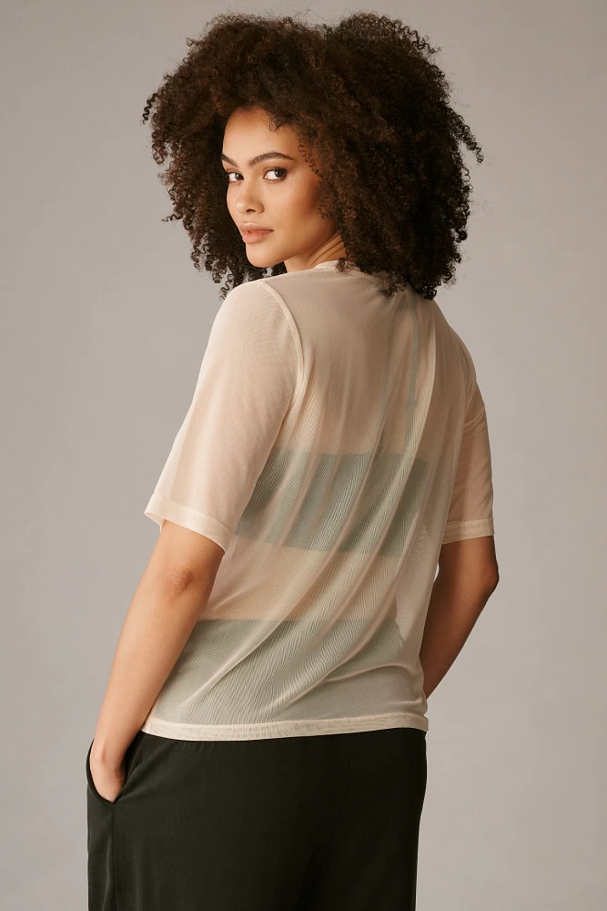 Porridge Mesh Half-Sleeve Top