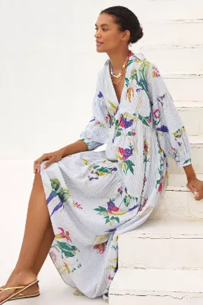 By Anthropologie Printed Tiered Shirt Dress