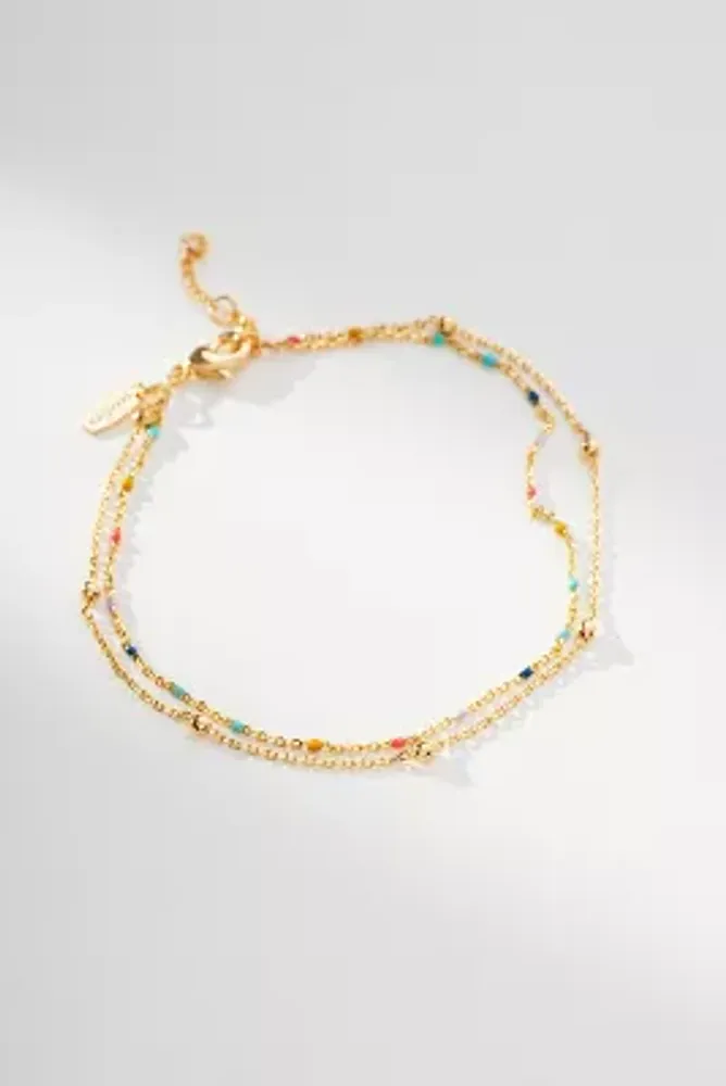 Juliette Gold Delicate Chain Bracelet in White Crystal