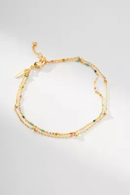 Delicate Jeweled Double-Chain Bracelet