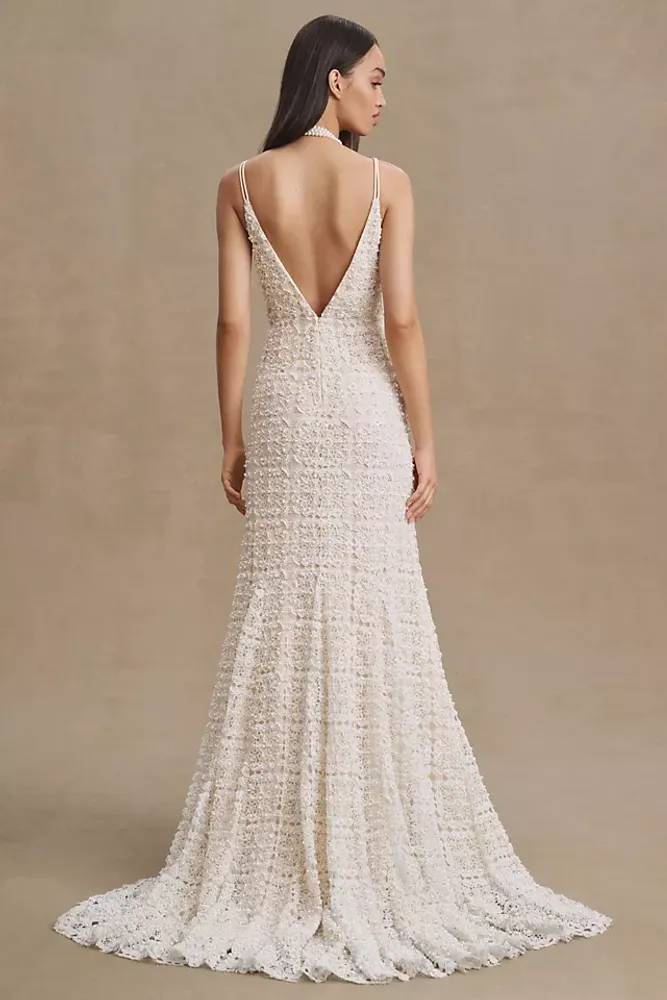 BHLDN Theodora Beaded Lace V-Neck Wedding Gown