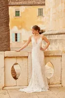 BHLDN Theodora Beaded Lace V-Neck Wedding Gown