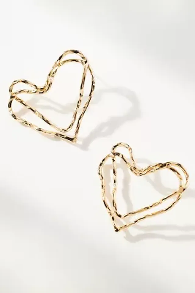  PANDORA Asymmetrical Heart Hoop Earrings - Minimalist