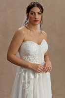 Watters Jaislyn Strapless Corset Lace Wedding Gown