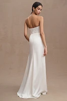 Watters Tilly Strapless Corset Front-Slit Wedding Gown