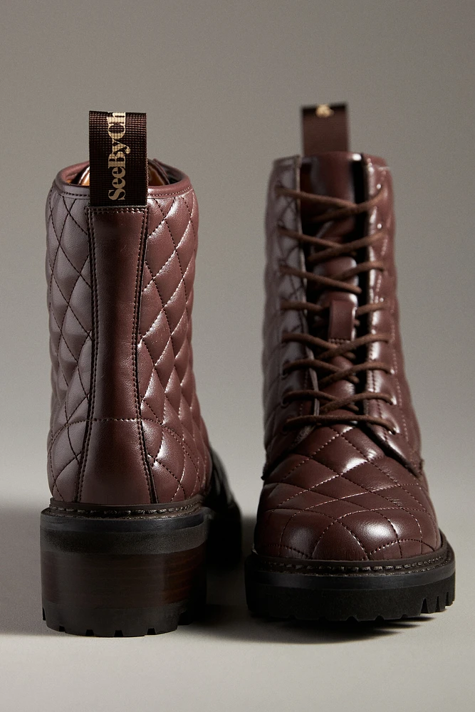 See By Chloé Jodie Quilted Lace-Up Boots