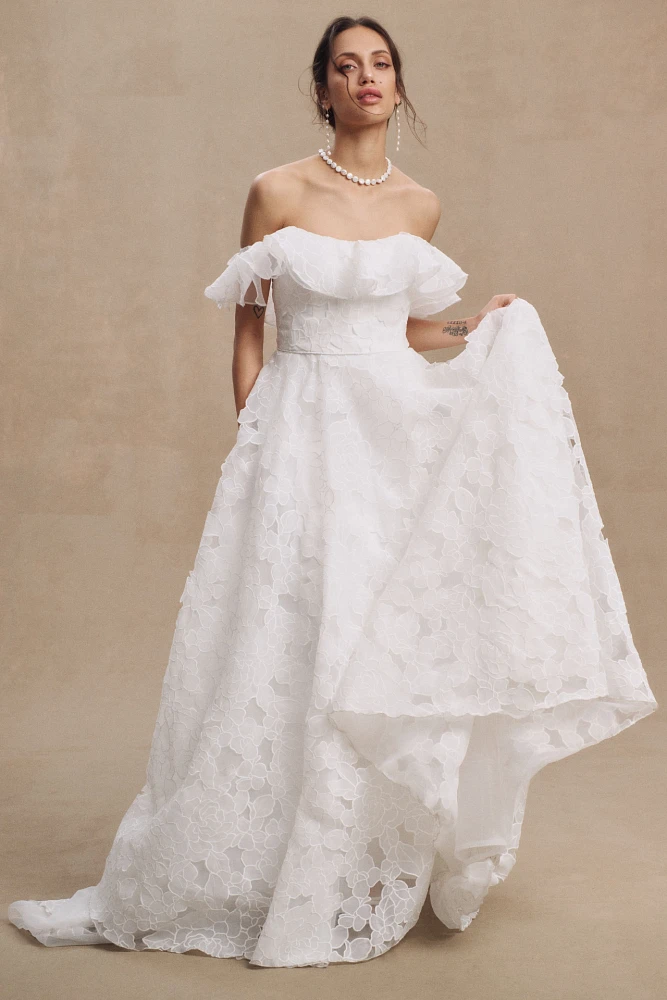 Jenny Yoo Priscilla Off-The-Shoulder Convertible Wedding Gown