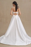 Jenny Yoo Tamson Satin Plunge Cutout A-Line Wedding Gown