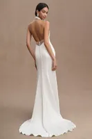 Jenny Yoo Harlyn High-Neck Open-Back Wedding Gown