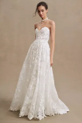 Jenny Yoo Madeline A-Line Strapless Lace Wedding Gown