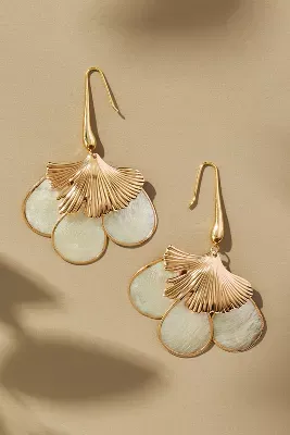 Shell Leaf Drop Earrings