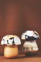Cheena Harvest Woody Leather & Leaves Glass Mushroom Candle