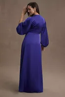 Sachin & Babi Jenny Crescent-Sleeve A-Line Gown