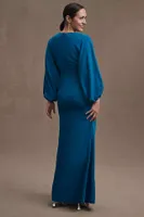 Sachin & Babi Gabby Plunge V-Neck Long-Sleeve Gown