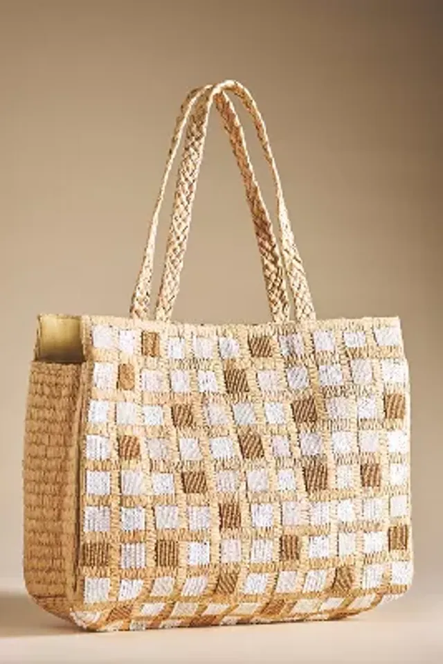 Woven Beach Tote by Anthropologie in Gold, Women's