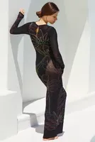 Rococo Sand Long-Sleeve Mesh Maxi Dress
