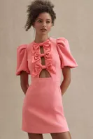 Rebecca Vallance Brittany Puff-Sleeve Bow Mini Dress