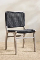 Wicker + Teak Side Chairs, Set of 2