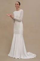 BHLDN Josie Long-Sleeve Sequined Mini Dress