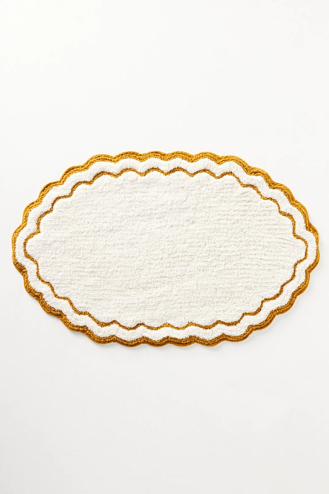 Rosita Cotton Scalloped Oval Bath Mat