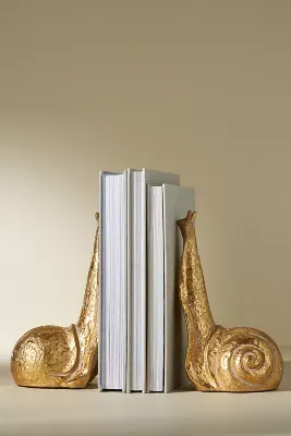 Gilded Snail Bookends