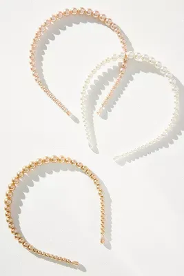 Set of Three Pearl Headbands
