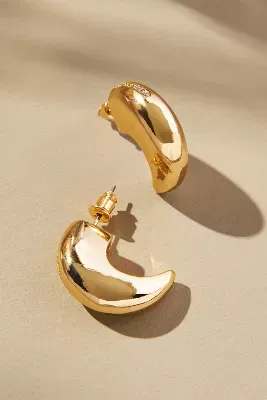 Crescent Moon Crystal Huggie Earrings