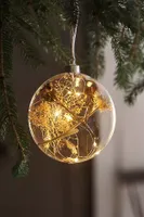 Pre-Lit Flora Glass Disc Ornament