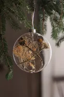 Pre-Lit Flora Glass Disc Ornament