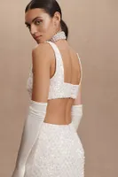 BHLDN Lena Square-Neck Sequin Cutout Wedding Gown