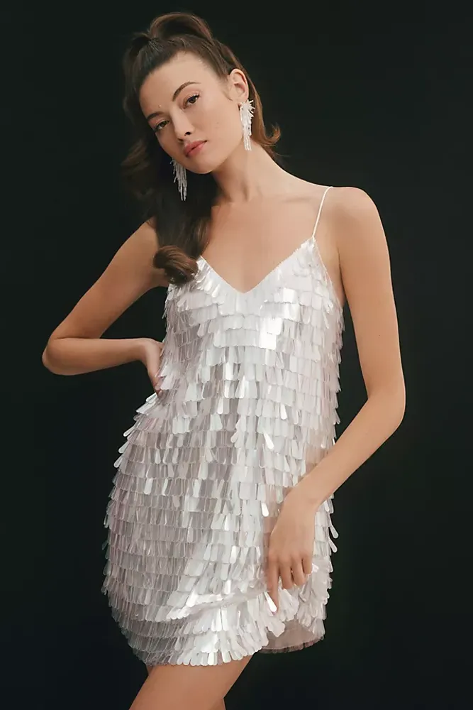 BHLDN Taylor V-Neck Sequined Mini Dress