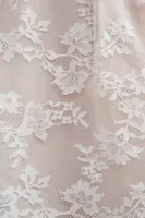 Watters Meringue Lace V-Neck Balloon-Sleeve Mini Dress
